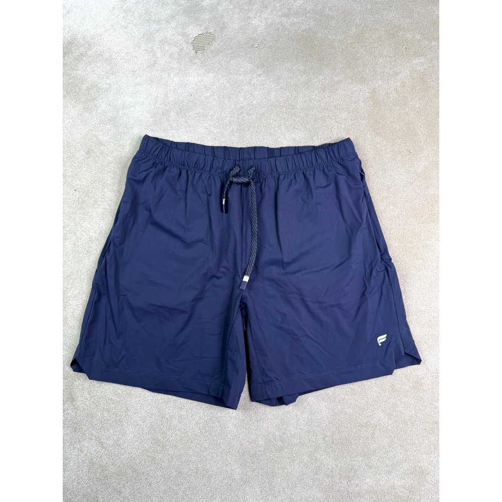 Fabletics Athletic Shorts Mens 33 Navy Blue Gym Running Mid Rise Logo Drawstring